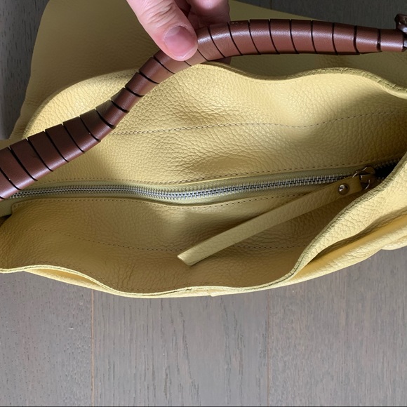 NICOLI Yellow Leather Hobo Satchel - Picture 5 of 13